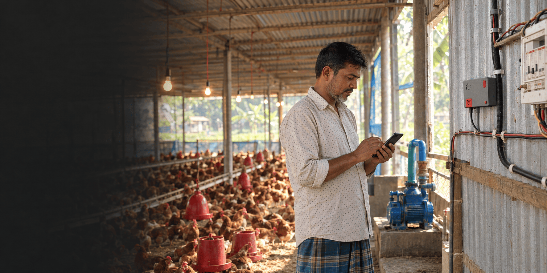 Bangladeshi poultry farmer using Nector